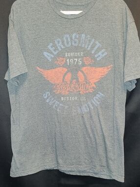 Men's XL Aerosmith Sweet Emotion Tour '75 Black Graphic Rock Concert Shirt